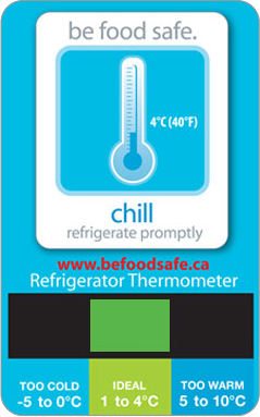 Be food safe efrigerator thermometer custom product card
