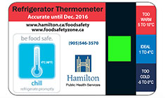 Hamilton Public Health Services refrigerator thermometer custom product card