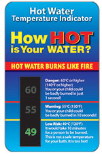 Hot water temperature indicator product card