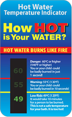 Hot water temperature indicator product card